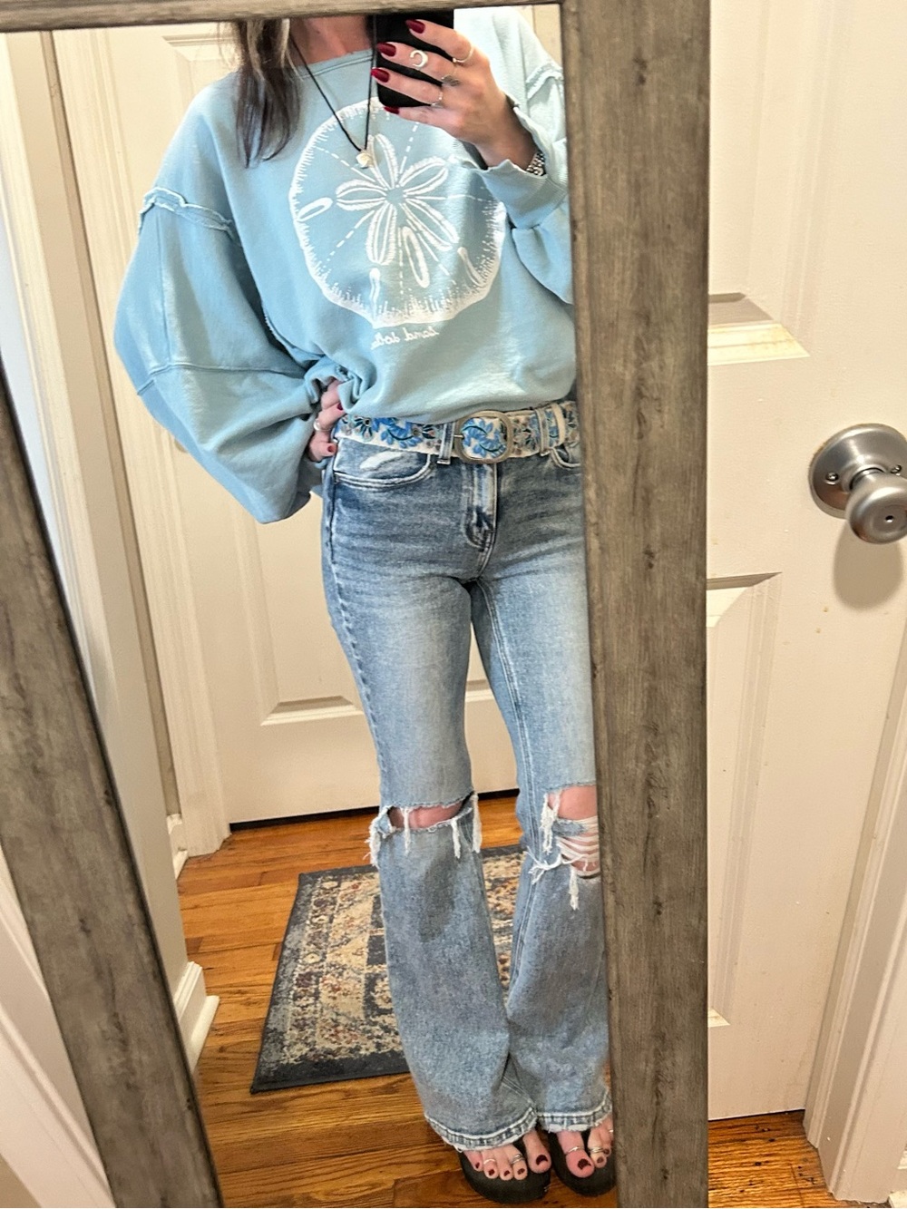 Like New RARE We The Free Graphic Camden Pullover in Sand Dollar Print - Picture 10 of 15